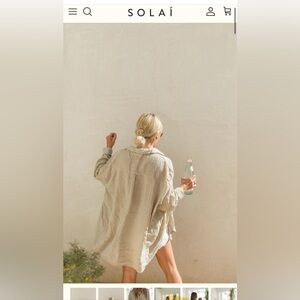 Solai the Lable Poolside Oversized Button Top Beige Size Small